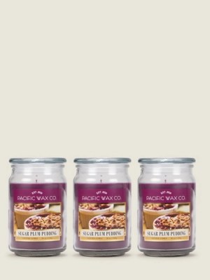 Purple Pacific Wax Co Sugar Plum Pudding Jar Candle Set of 3