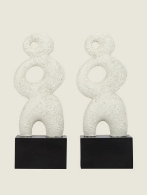 White Organic Shape Ornament on Stand Set of 2 at ASDA