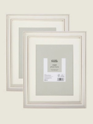 Cream Silver Rim Photo Frame 8 x 6 Inch Set of 2 at ASDA