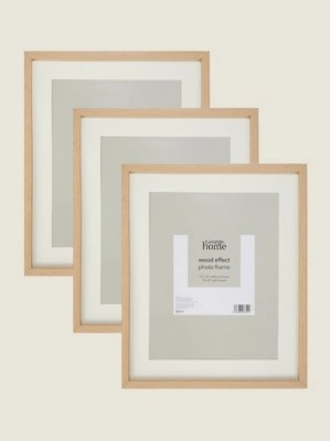 Brown Plastic Wood Frame 10x8 Inch Set of 3 at ASDA