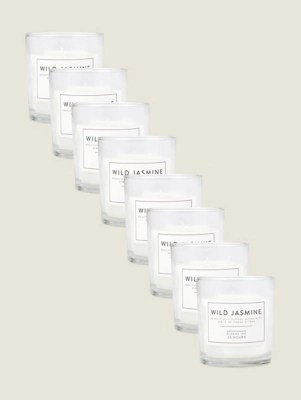 White Wild Jasmine Scented Candle Set of 8 at ASDA