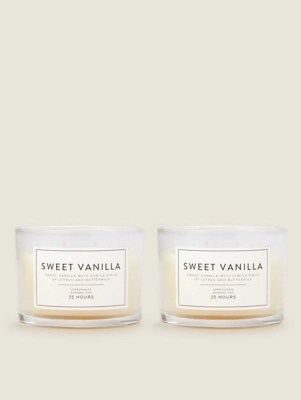 Cream Sweet Vanilla Scented Candle Set of 2 at ASDA