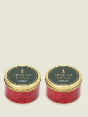 Red Festive Spice Tin Candle Set of 2 at ASDA