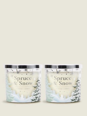 White Spruce & Snow Decal Votive Candle Set of 2 at ASDA