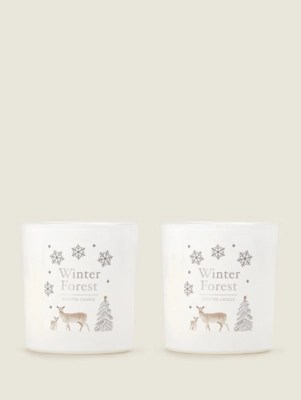 White Winter Forest Small Votive Candle Set of 2 at ASDA