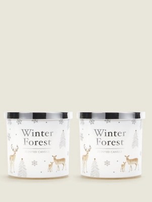 White Winter Forest Decal Votive Candle Set of 2 at ASDA