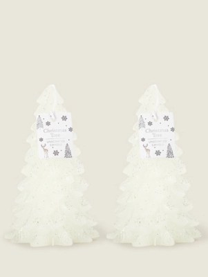 White Christmas TreeShaped Candle Set of 2 at ASDA