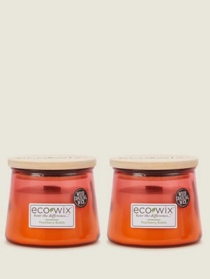 Eco Wix Peachberry Bubbly Small Candle Set of 2 at ASDA