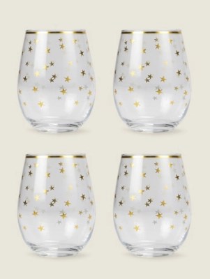 Glass Star Tumbler Set of 4 at ASDA