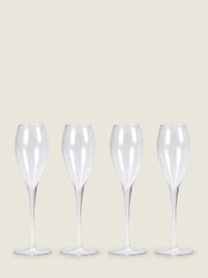 Clear Champagne Glasses Set of 4 at ASDA