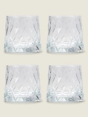 Leafy Textured Glass Tumbler Set of 4 at ASDA