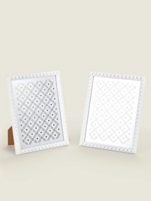 White Injection Beaded Frame 7 x 5 Inch Set of 2 at ASDA