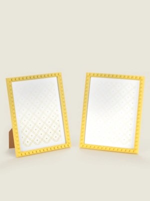 Yellow Injection Beaded Frame 7 x 5 Inch Set of 2 at ASDA