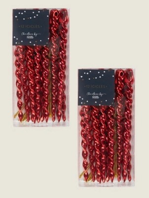 Christmas Red Icicle Bauble Set of 24 at ASDA