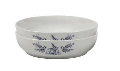 Blue & White Ribbed Bunny Pasta Bowl Set of 2 at ASDA