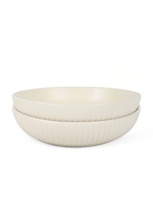 Natural Wide Ribbed Pasta Bowl Set of 2 at ASDA