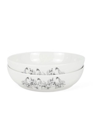 White & Black Jungle Pasta Bowl Set of 2 at ASDA