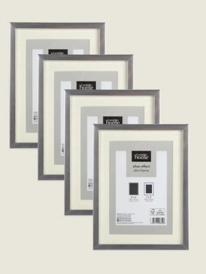 SilverTone Plastic Frame 7x5 Inch Set of 4 at ASDA
