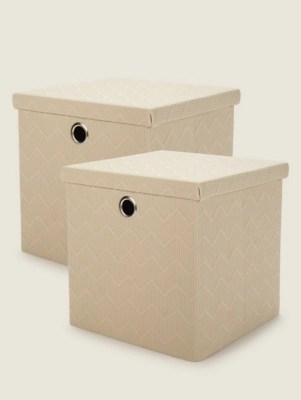 Natural Foldable Storage Cube Set of 2 at ASDA