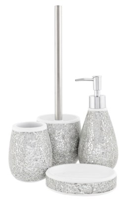 Home Accessories Silver Sparkle Bathroom Accessories ASDA