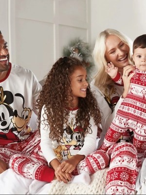 Disney's Mickey Minnie Mouse And Lilo Stitch Christmas Sleepwear From