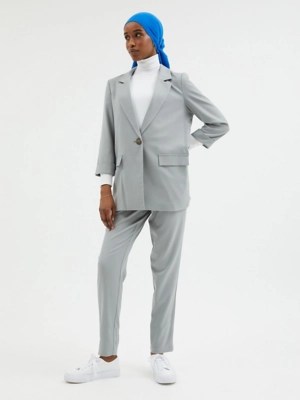 Grey Linen Look Blazer and Trousers Coord at ASDA