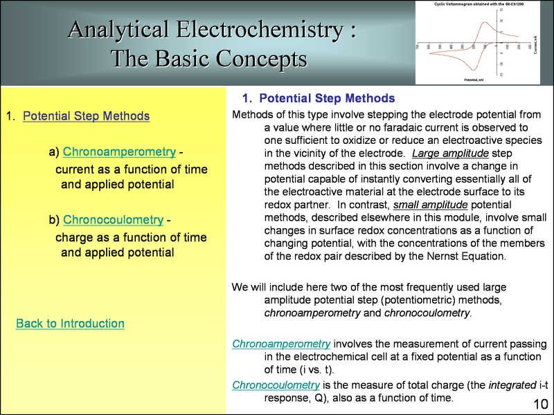 Analytical electrochemistry, basic concepts