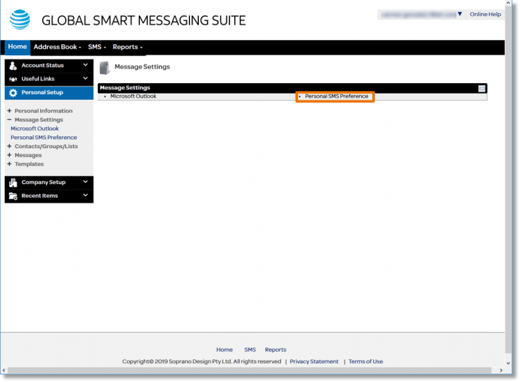 Update your Personal SMS Preference with AT&T Global Smart Messaging