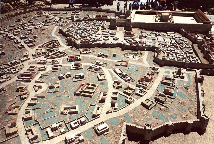 Photo 14507 1/50th scale model of Herod's temple at Holyland...View