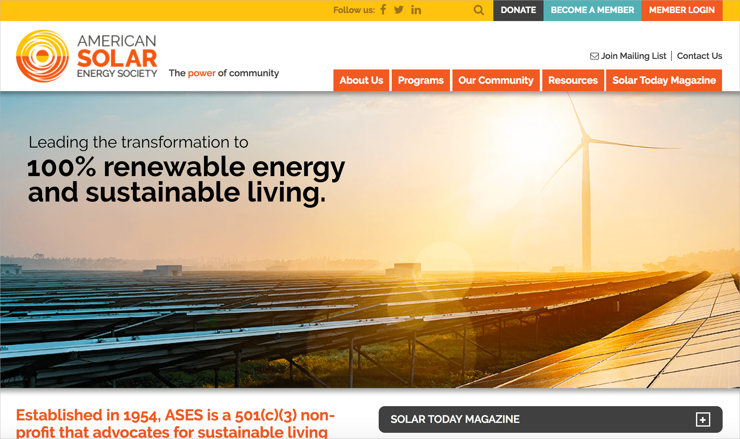 American Solar Energy Society Unveils New Website & Renewed Vision