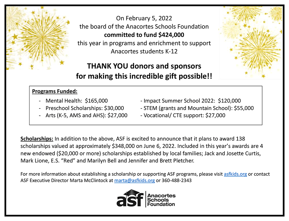 ASF Commits 424,000 to Anacortes School District