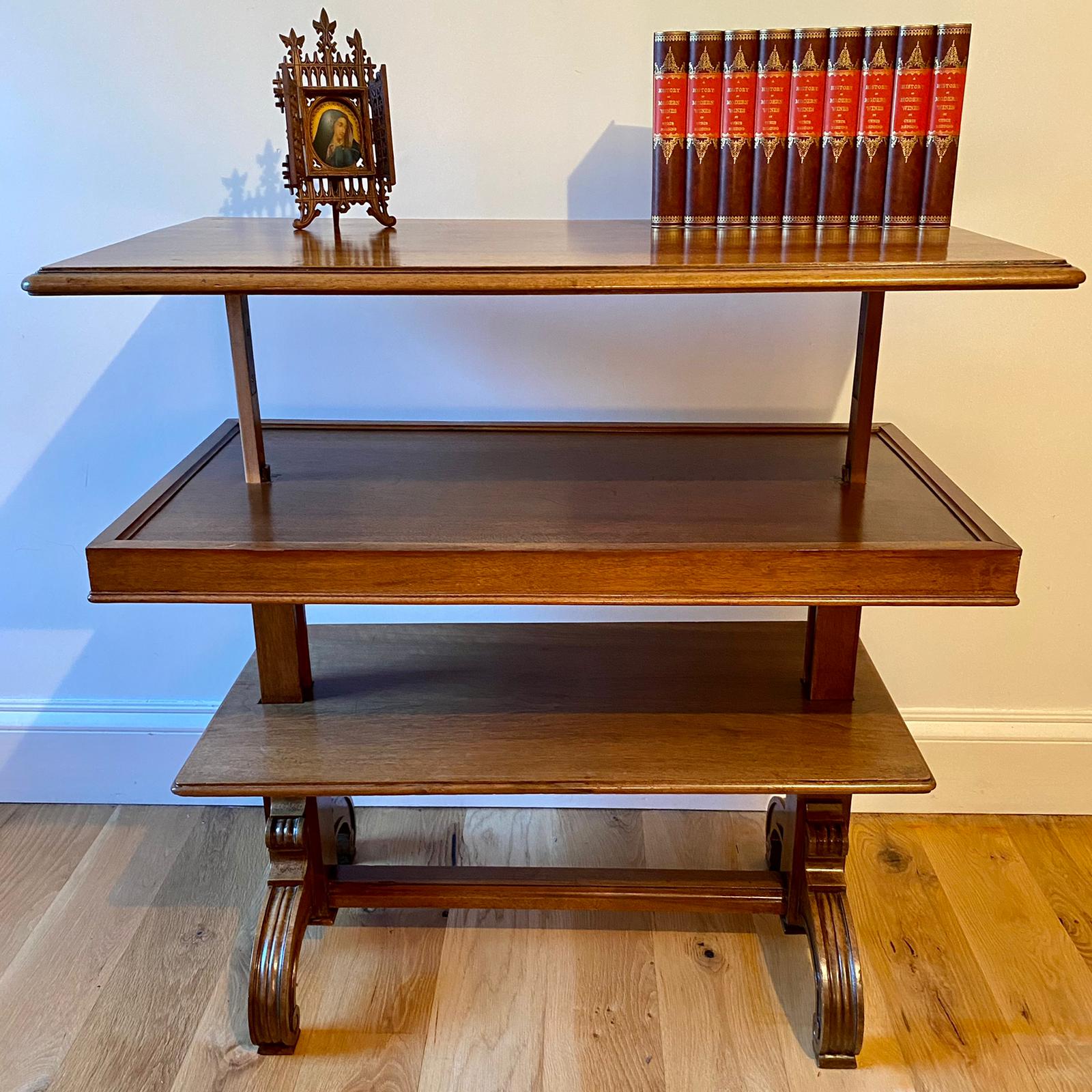 19th Century Walnut Three Tier Metamorphic Dumbwaiter Ashbrook Antiques
