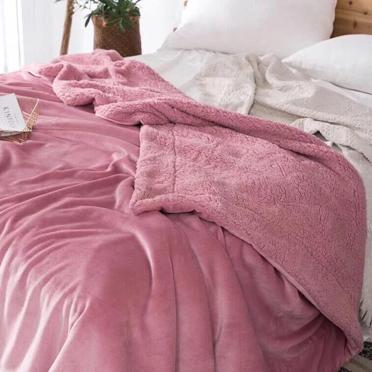 Solid flannel sherpa blanket Blankets & Throws Manufacturer and