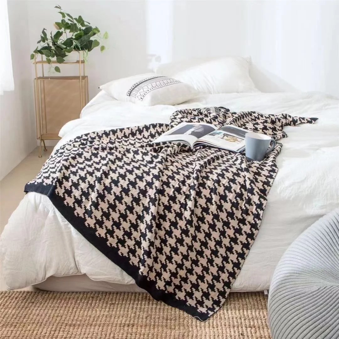 Houndstooth cotton throw Blankets & Throws Manufacturer and Wholesaler