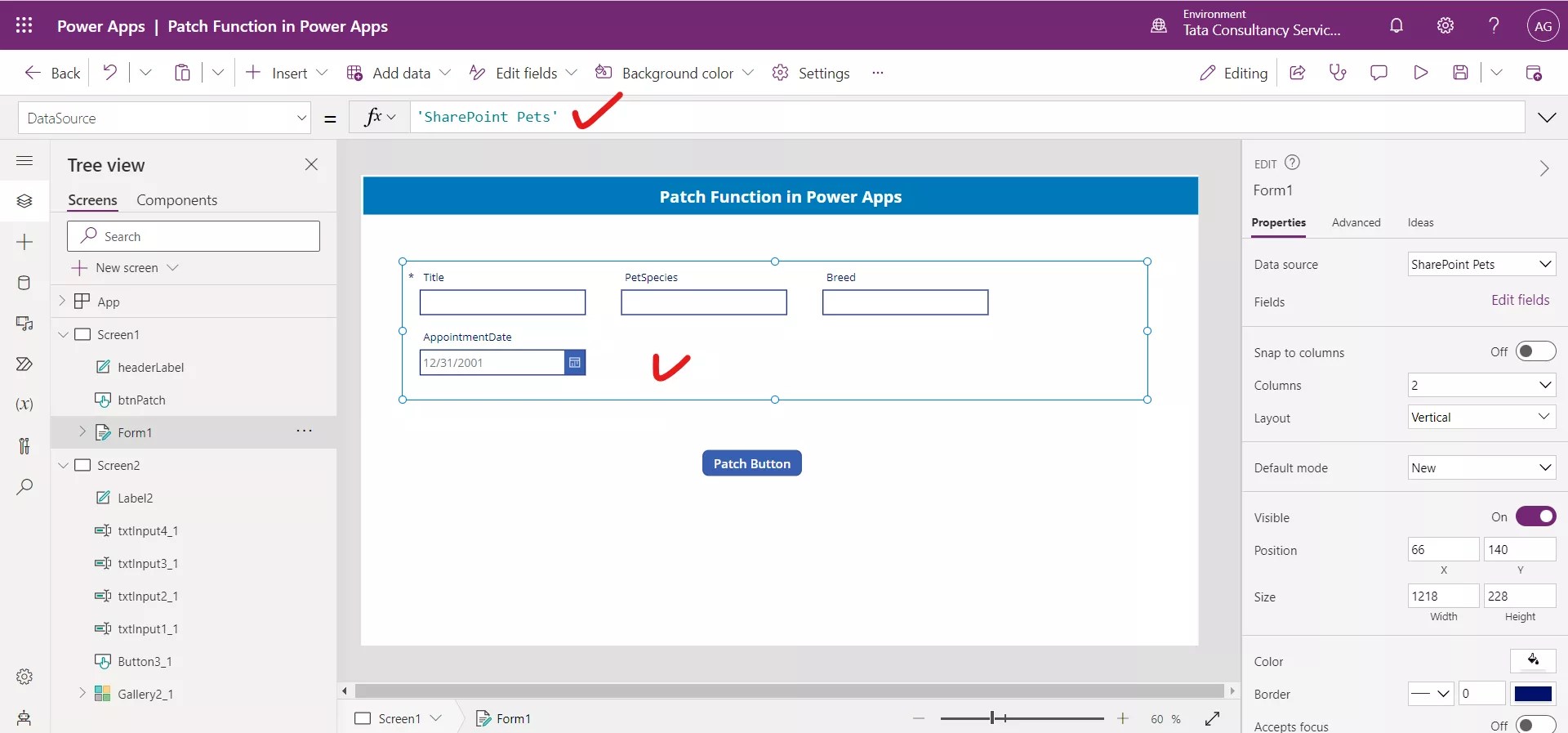 Powerapps Patch Function