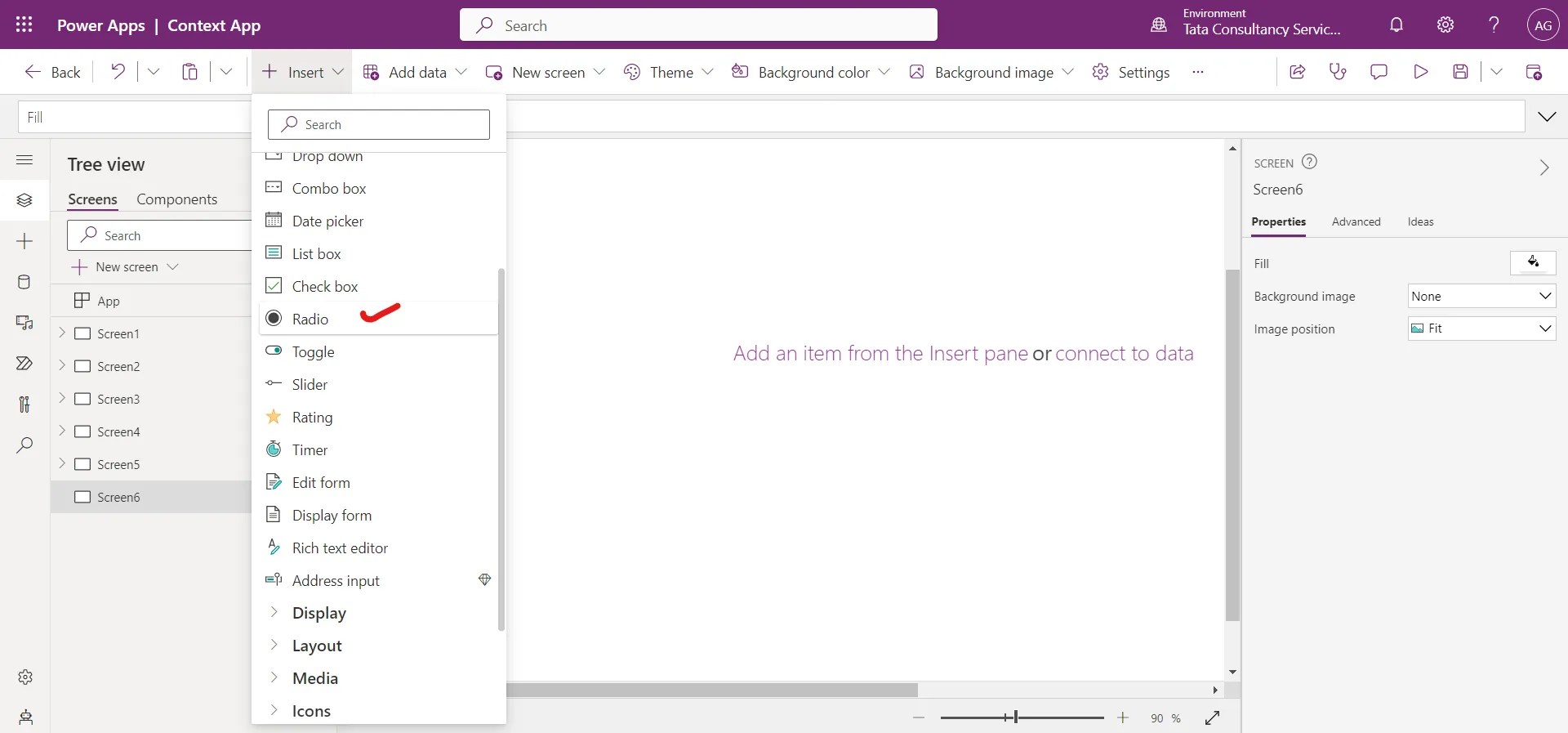 Radio button, Checkbox and Toggle Powerapps control