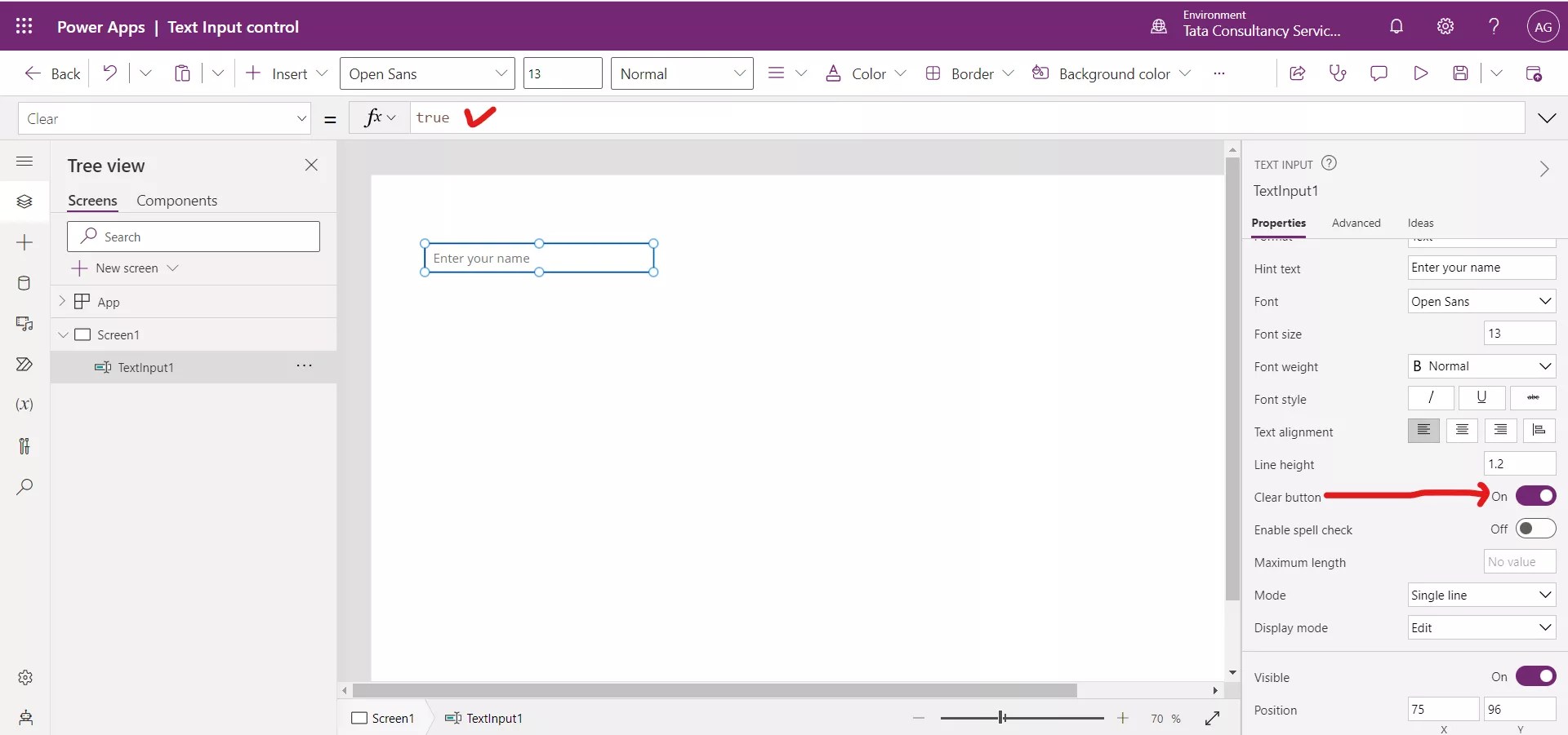 Text input control in Powerapps
