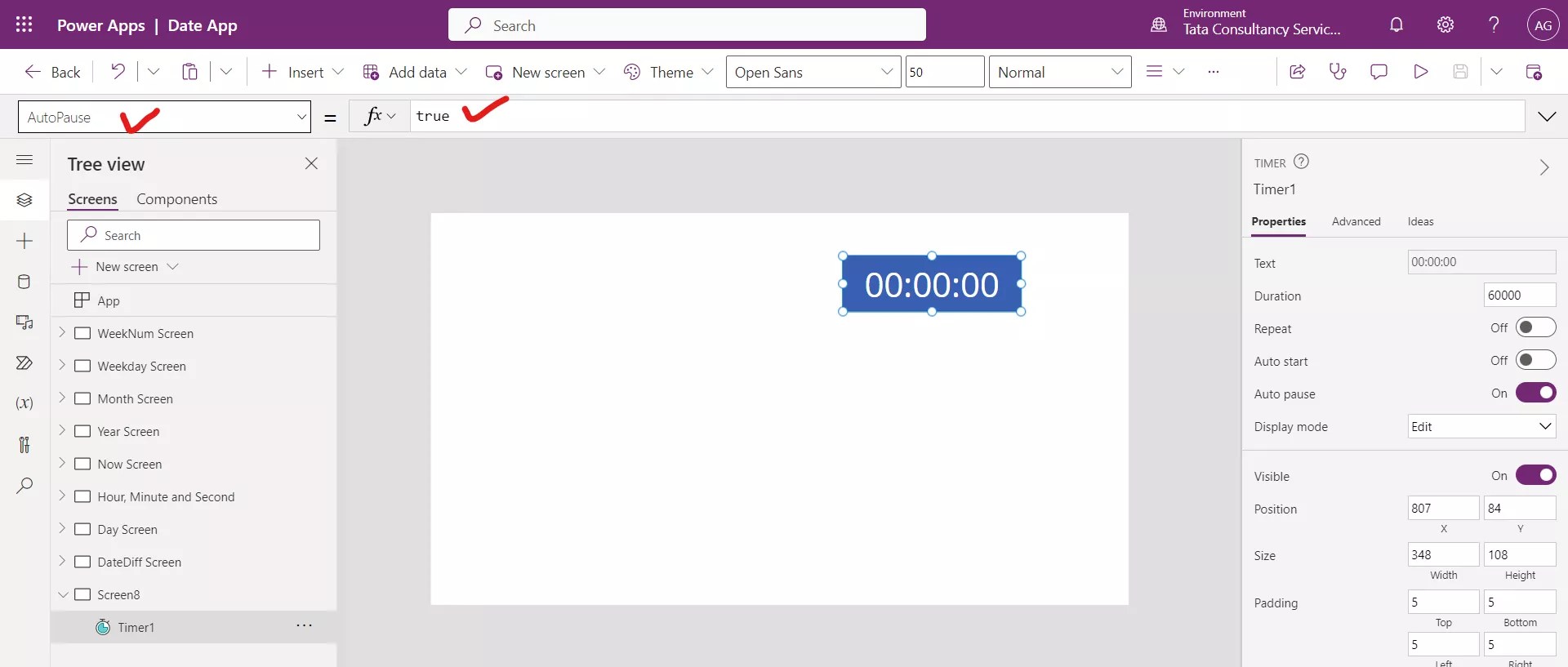 Powerapps Timer control