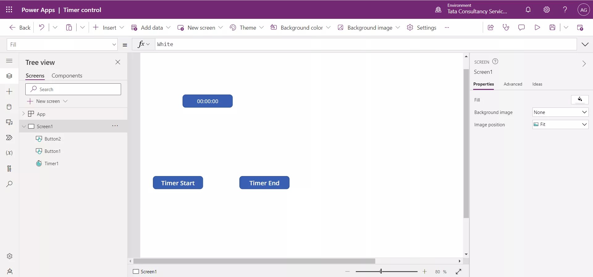 Powerapps Timer control