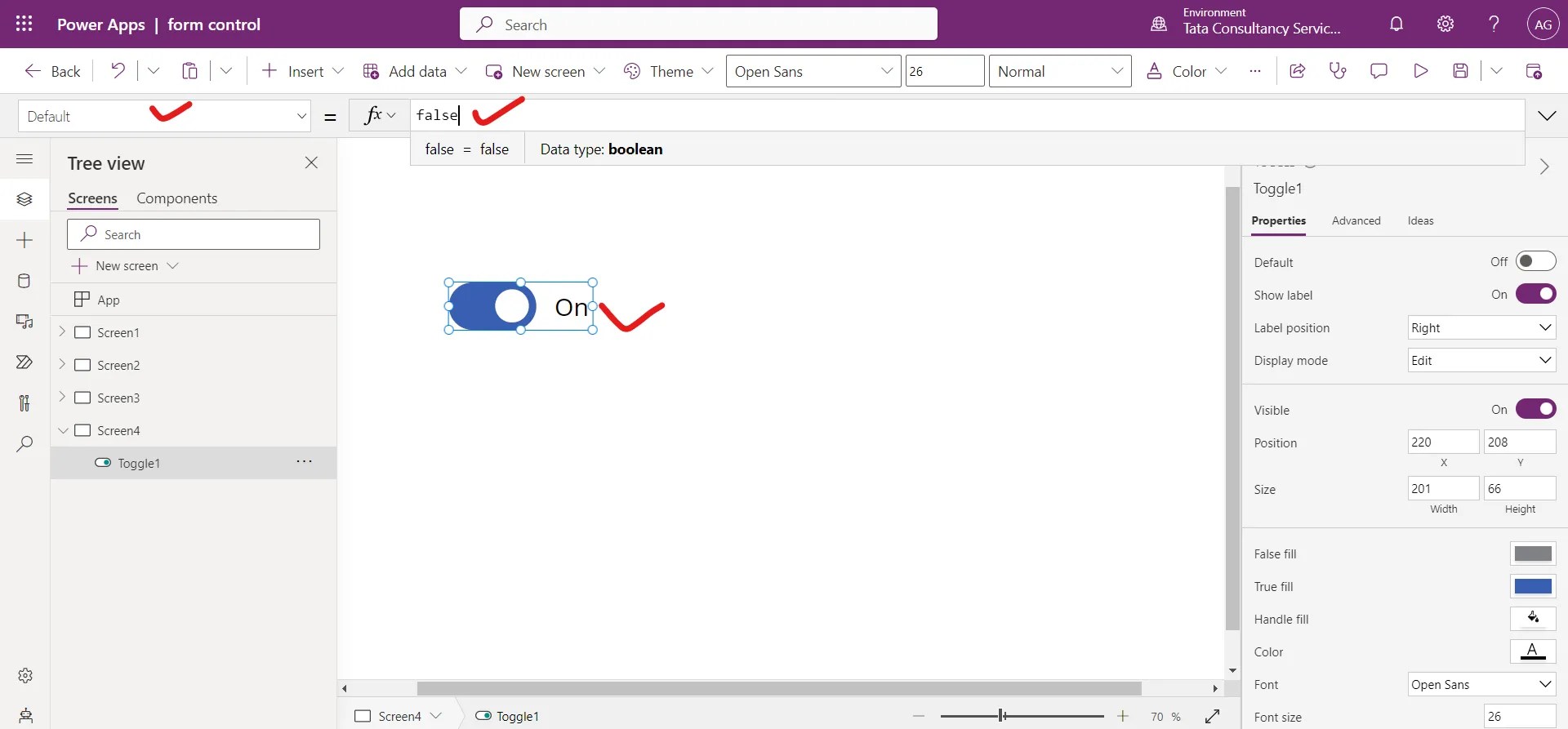 Radio button, Checkbox and Toggle Powerapps control