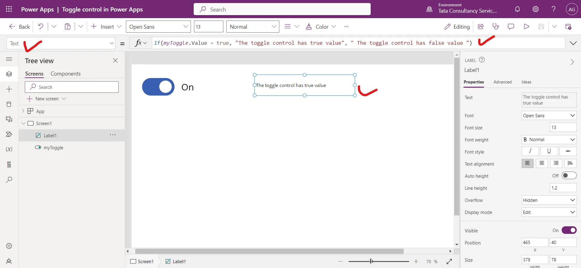 Radio button, Checkbox and Toggle Powerapps control