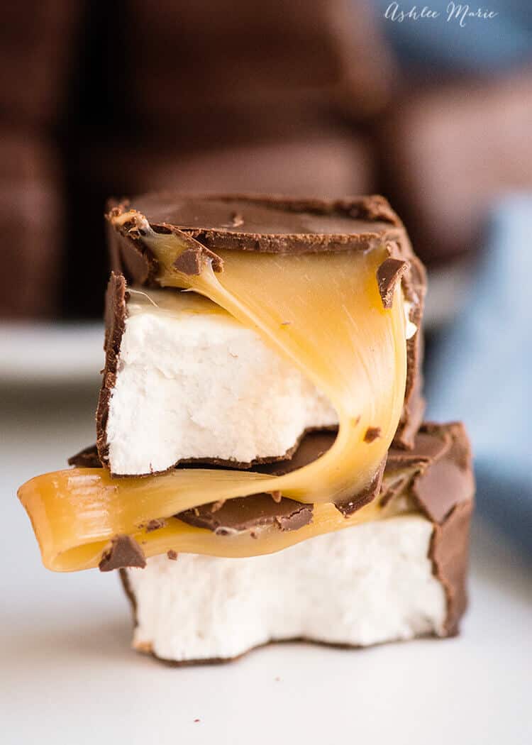Chocolate Covered Caramel Marshmallow recipe copycat Scotchmallows