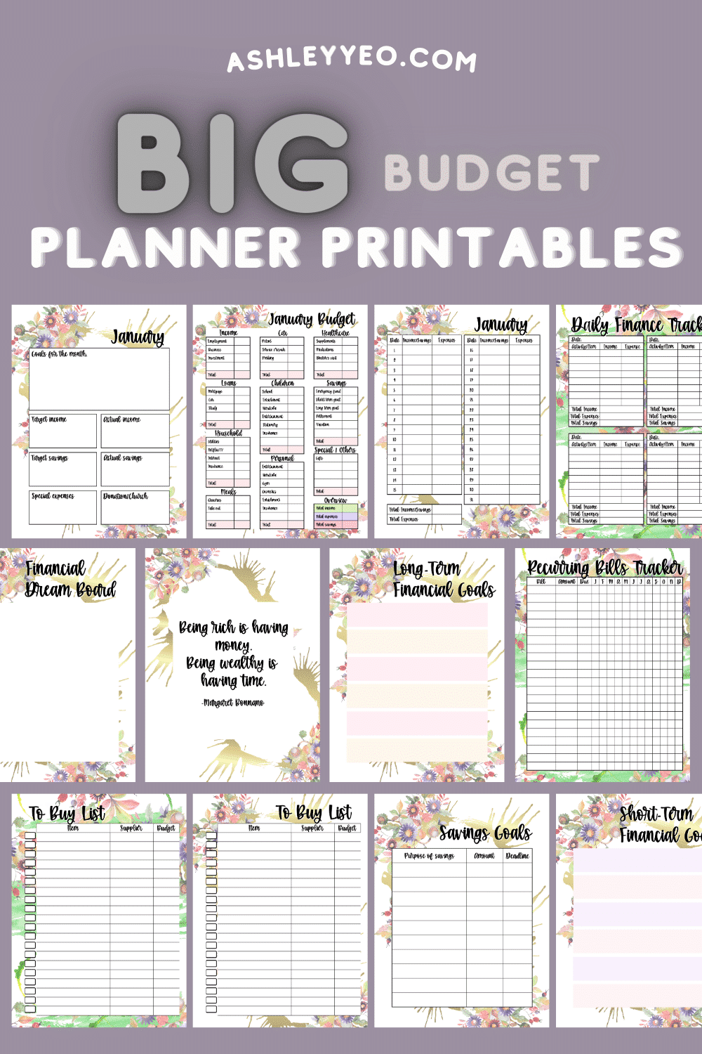 Big Budget Planner Printables Bundle Box Ashley Yeo