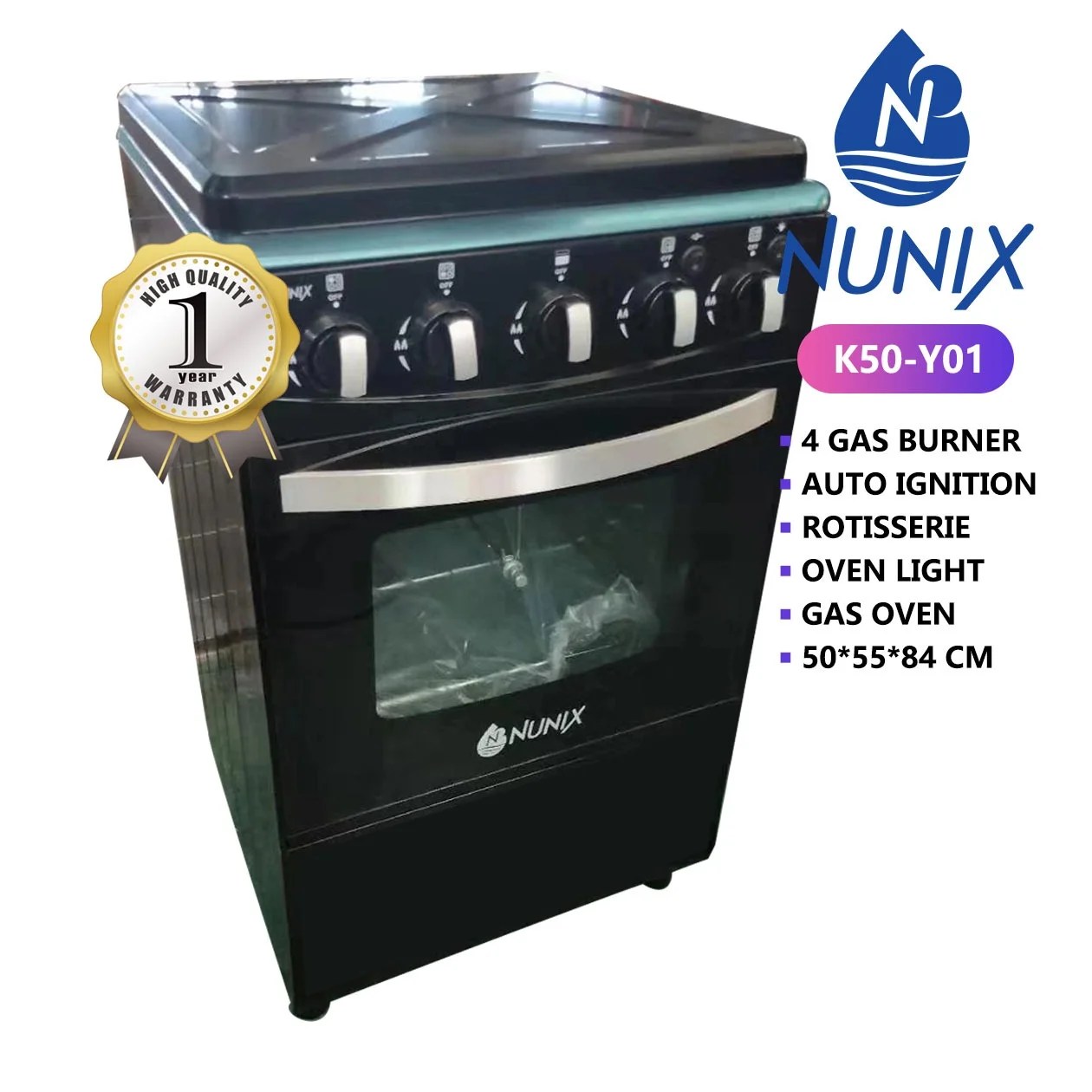 Nunix 4 Burner and Oven Standing Cookers. Ashna Home