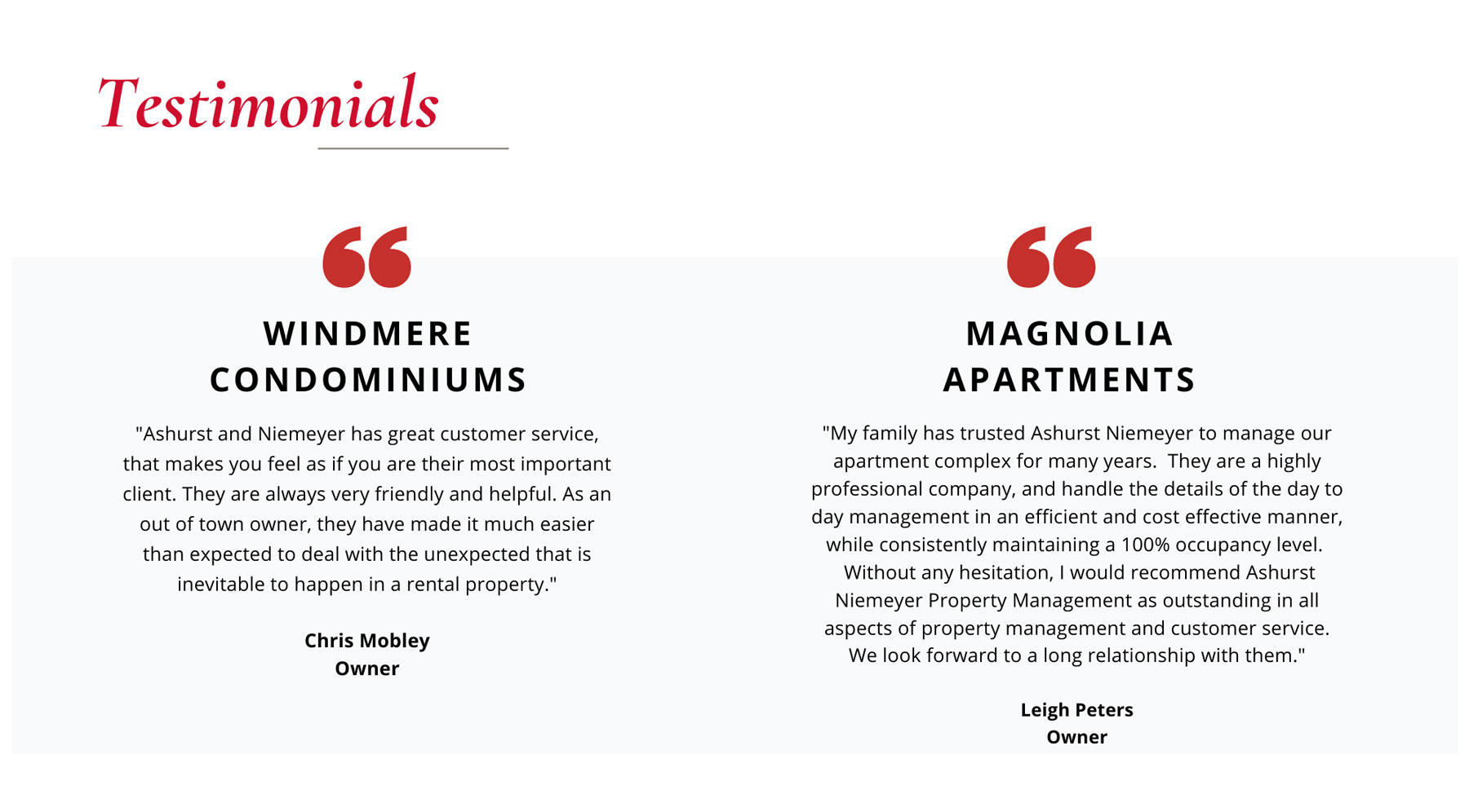 Property Management Ashurst Niemeyer Real Estate, Fairhope AL