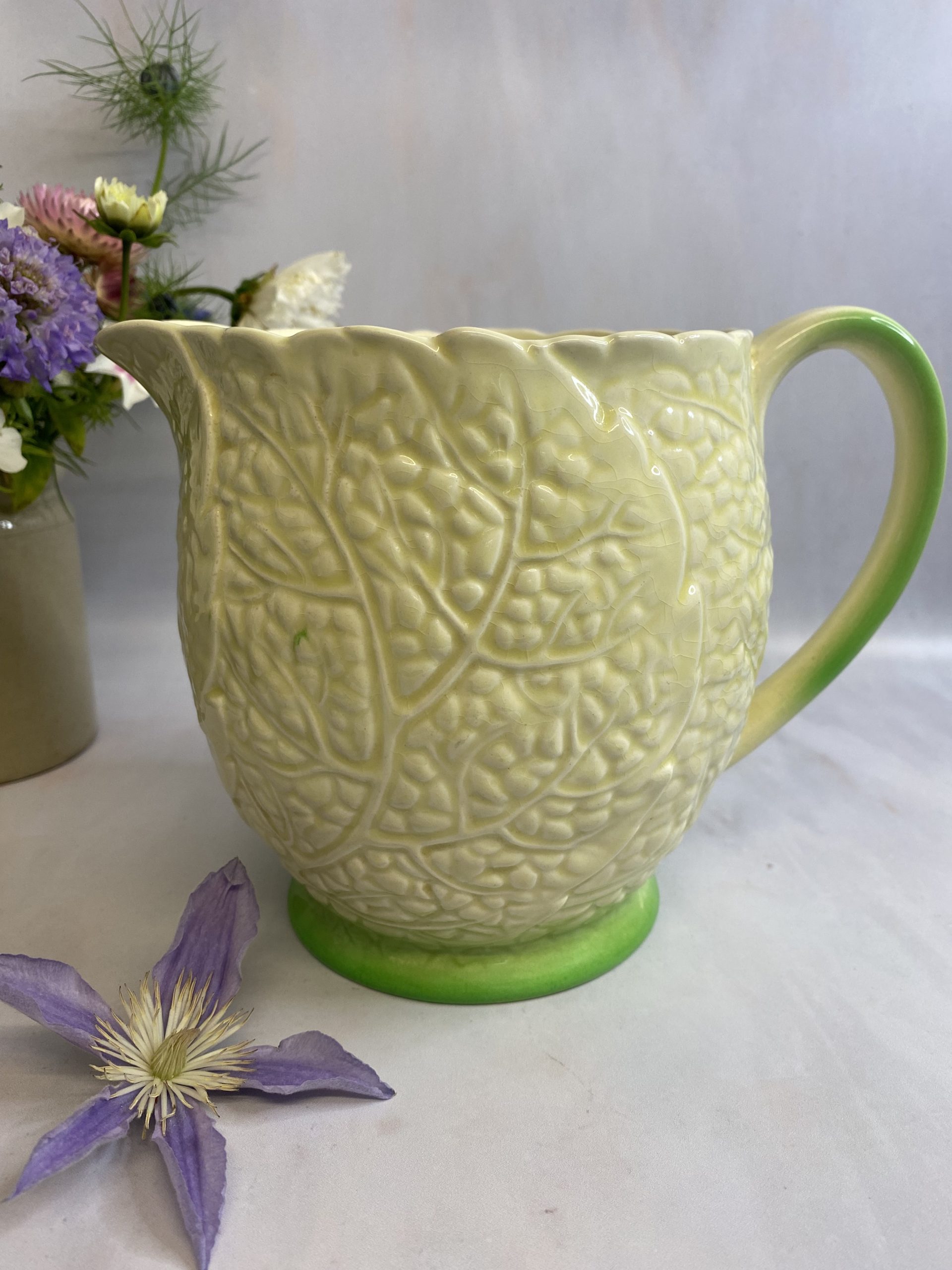 1940s/1950s Cream Coloured Jug with Cabbage Leaf Motif SylvaC