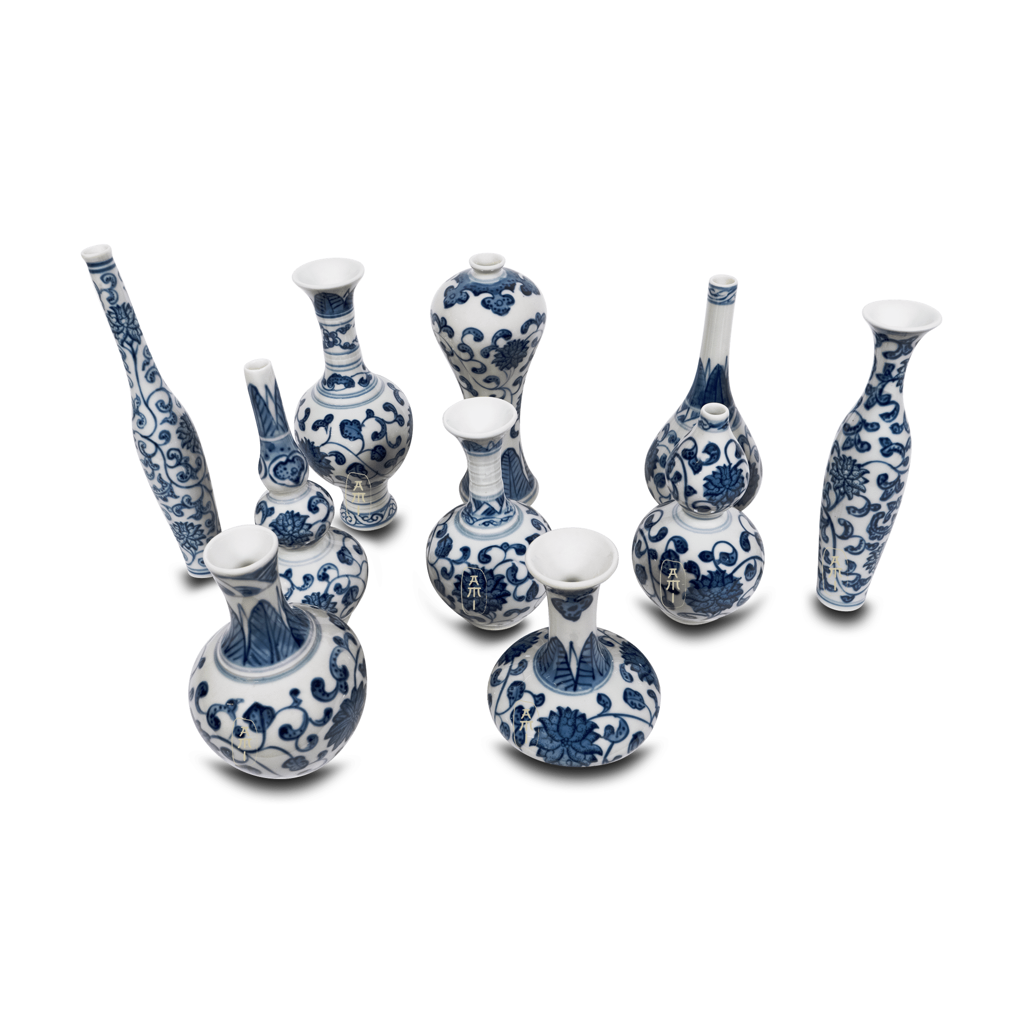 Little porcelain vase set of 10 Asian Mix Interior