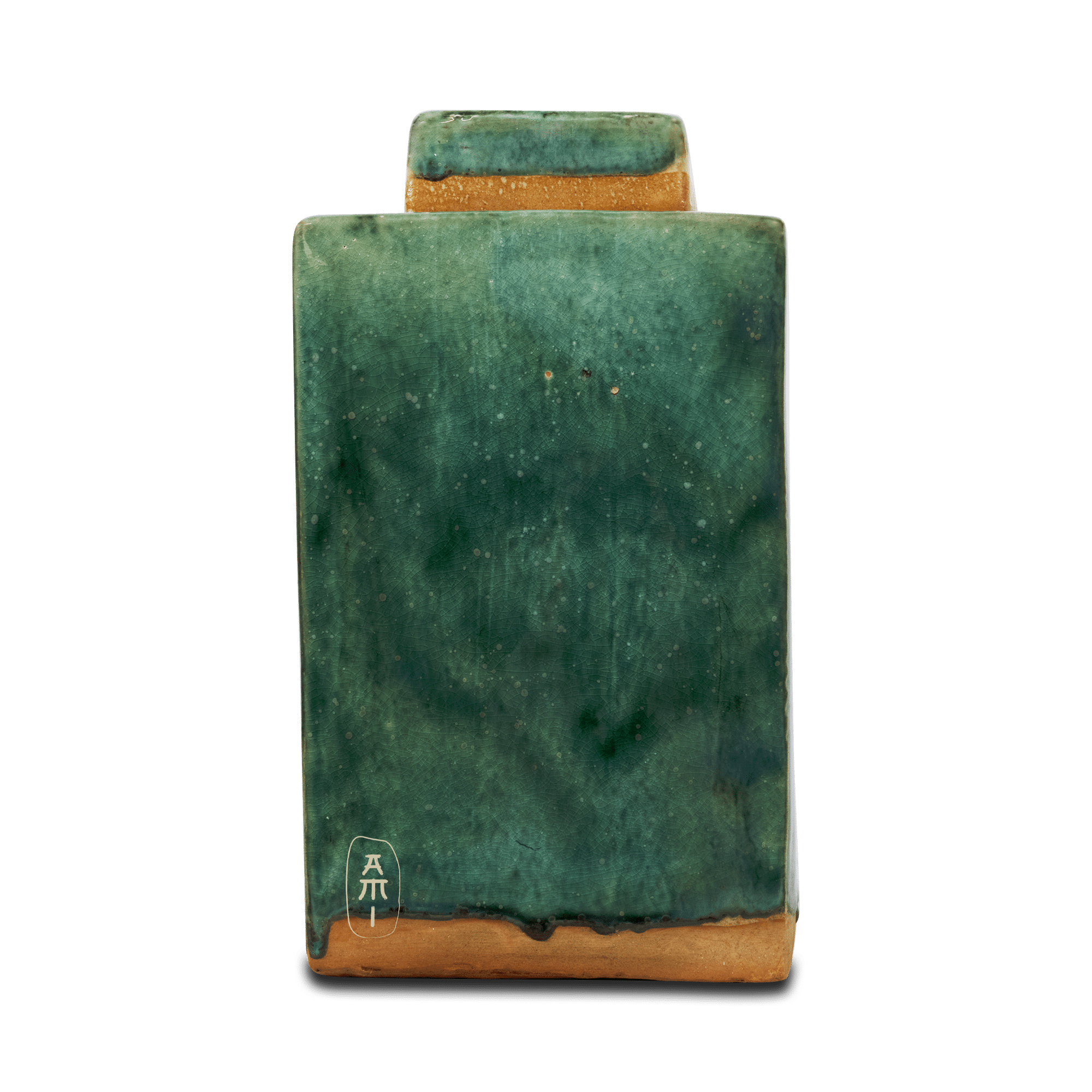 green glaze square pot Asian Mix Interior