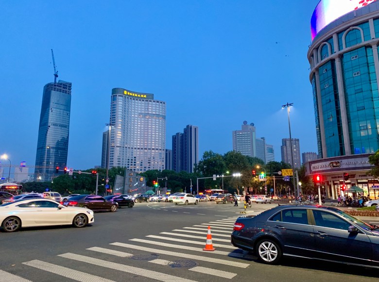 No buildings are illuminated in Ningbo in eastern China as night draws in. Photo: Asia Times