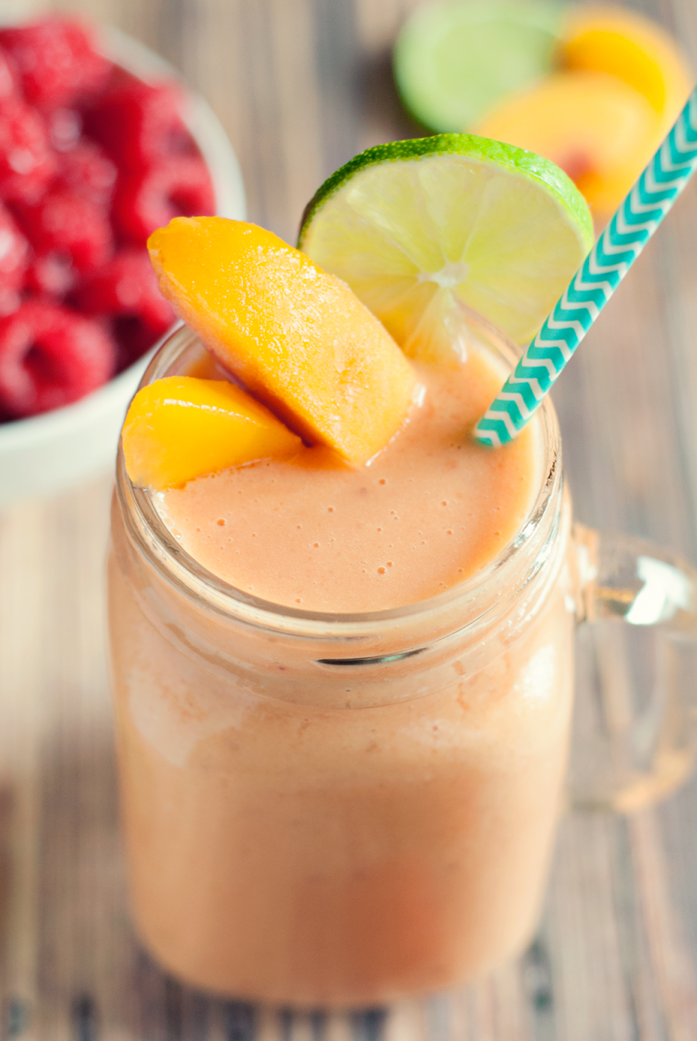 Easy Peach Raspberry Smoothie • A Simple Pantry